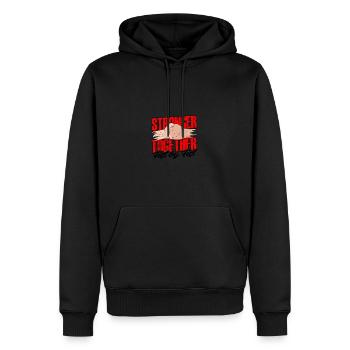 Plus forts ensemble, poing par poing - Poing - Sweat à capuche Premium bio Homme - noir - Devant - Nico (187cm)