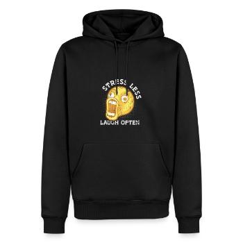 Moins de stress, rire souvent - Stress - Sweat à capuche Premium bio Homme - noir - Devant - Nico (187cm)