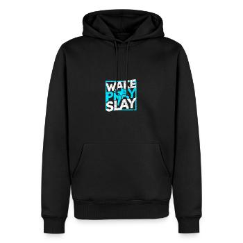 wake. pray. slay. - Motivation - Men’s Premium Organic Hoodie - black - Front - Nico (187cm)