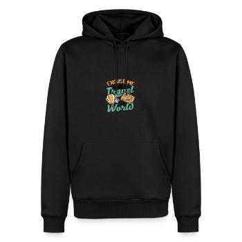 Excusez-moi pendant que je voyage dans le monde - Aventure - Sweat à capuche Premium bio Homme - noir - Devant - Nico (187cm)