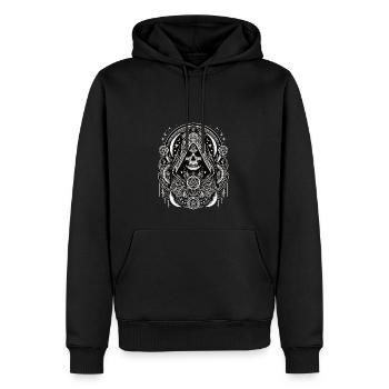 Mystischer Totenkopf Mit Symbolen Design - Männer Premium Bio Hoodie - Schwarz - Vorne - Nico (187cm)