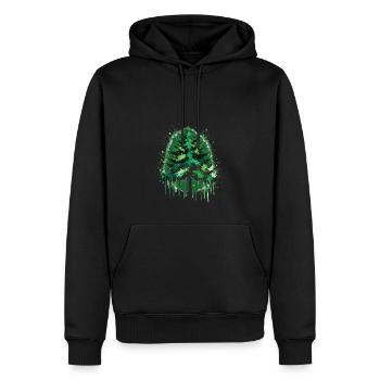Waldgeflüster Grün Tannenbaum Design - Männer Premium Bio Hoodie - Schwarz - Vorne - Nico (187cm)