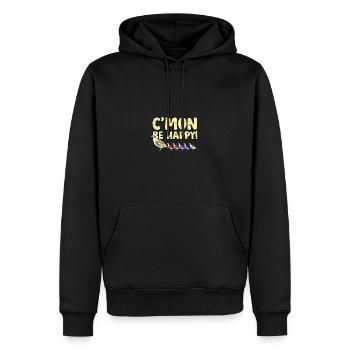 komm schon, mach dich glücklich! -Positivität - Männer Premium Bio Hoodie - Schwarz - Vorne - Nico (187cm)