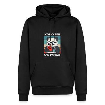 Drôle Panda Ours buvant des amateurs de café Vintage - Sweat à capuche Premium bio Homme - noir - Devant - Nico (187cm)