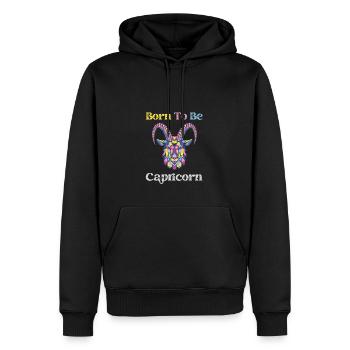 Né pour être Signe Capricorne de l’astrologie du zodiaque - Sweat à capuche Premium bio Homme - noir - Devant - Nico (187cm)