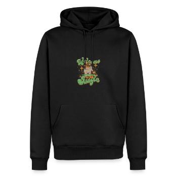 Bienvenue dans notre jungle - Hospitalité - Sweat à capuche Premium bio Homme - noir - Devant - Nico (187cm)