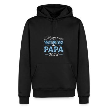 Mein Erster Vatertag als Papa 2024 - Männer Premium Bio Hoodie - Schwarz - Vorne - Nico (187cm)