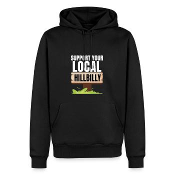 Unterstützen Sie Ihren lokalen Hillbilly - Männer Premium Bio Hoodie - Schwarz - Vorne - Nico (187cm)
