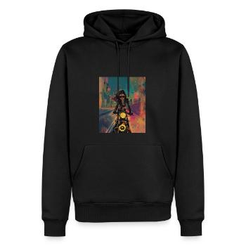 Street Phantom: Midnight Mystique - Männer Premium Bio Hoodie - Schwarz - Vorne - Nico (187cm)