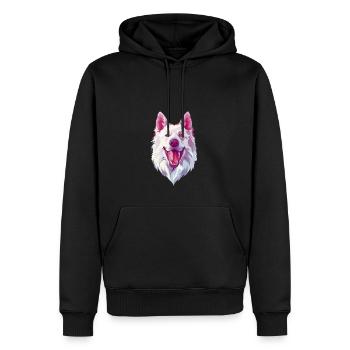 Berger Blanc Suisse | Berger blanc | Caricature - Sweat à capuche Premium bio Homme - noir - Devant - Nico (187cm)