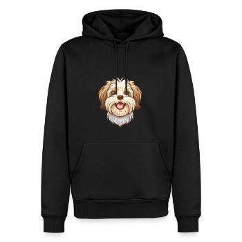 Bichon Havanais | Bichon Havanais | Illustration de dessin animé - Sweat à capuche Premium bio Homme - noir - Devant - Nico (187cm)