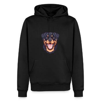 Rottweiler | Illustration de dessin animé - Sweat à capuche Premium bio Homme - noir - Devant - Nico (187cm)