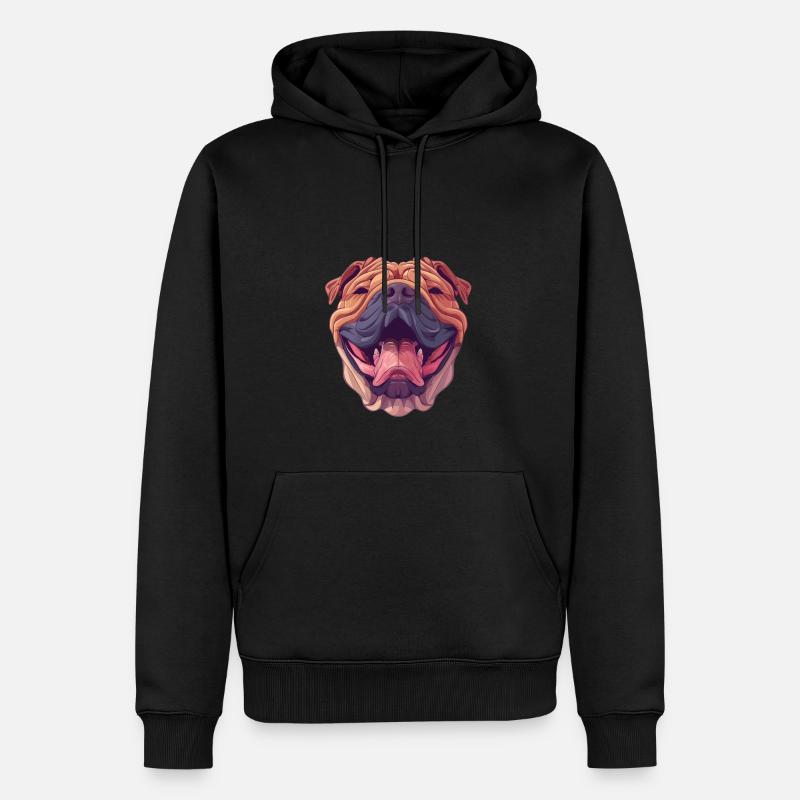 Shar-Pei | Illustration de dessin animé - Sweat à capuche Premium bio Homme - noir