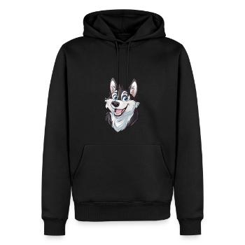 Husky de Sibérie | Illustration de dessin animé - Sweat à capuche Premium bio Homme - noir - Devant - Nico (187cm)