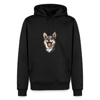 Västgötaspets Vallhund suédois | Illustration de dessin animé - Sweat à capuche Premium bio Homme - noir - Devant - Nico (187cm)