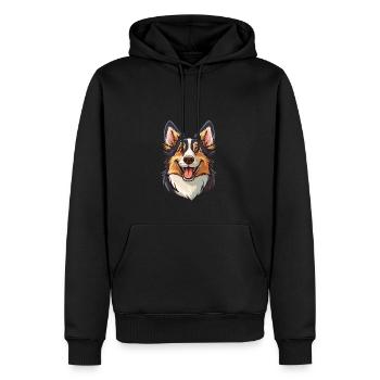Corgi gallois Pembroke | Illustration de dessin animé - Sweat à capuche Premium bio Homme - noir - Devant - Nico (187cm)