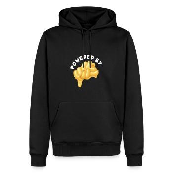 Angetrieben von Mac & Cheese - Männer Premium Bio Hoodie - Schwarz - Vorne - Nico (187cm)