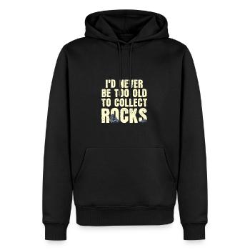 Ich werde nie zu alt sein, um Steine zu sammeln - Männer Premium Bio Hoodie - Schwarz - Vorne - Nico (187cm)