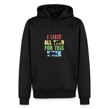 Ich warte das ganze Jahr auf diese Woche - Männer Premium Bio Hoodie - Schwarz - Vorne - Nico (187cm)