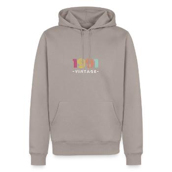 Rétro 1991 Vintage Anniversaire Année Classique - Sweat à capuche Premium bio Homme - taupe - Devant - Nico (187cm)