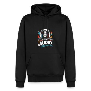 Das Leben ist zu kurz für schlechten Ton - Männer Premium Bio Hoodie - Schwarz - Vorne - Nico (187cm)