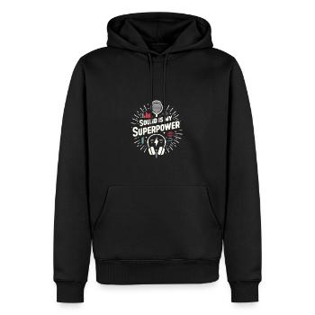 Klang ist meine Superkraft - Männer Premium Bio Hoodie - Schwarz - Vorne - Nico (187cm)