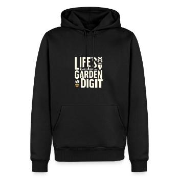 Das Leben ist ein Garten, grabe ihn - Männer Premium Bio Hoodie - Schwarz - Vorne - Nico (187cm)
