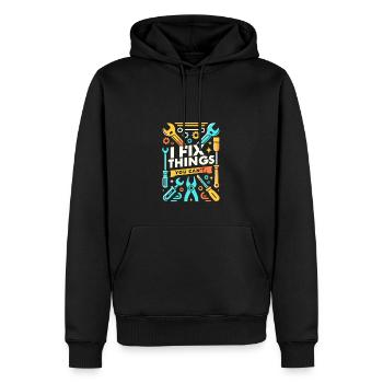 Ich repariere Dinge, die Sie nicht reparieren könn - Männer Premium Bio Hoodie - Schwarz - Vorne - Nico (187cm)