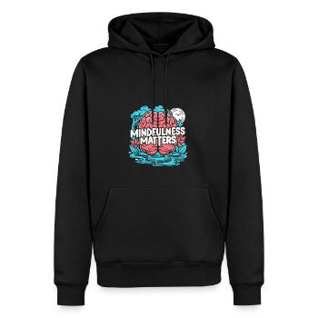 MINDFULNESS MATTERS - Men’s Premium Organic Hoodie - black - Front - Nico (187cm)