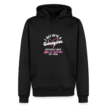 Ich wurde ein Betreuer - Männer Premium Bio Hoodie - Schwarz - Vorne - Nico (187cm)