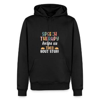 Sprachtherapie hilft uns bei Taco Bout Stuff - Männer Premium Bio Hoodie - Schwarz - Vorne - Nico (187cm)