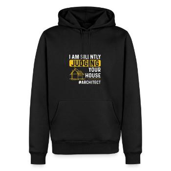 Ich richte dein Haus im Stillen - Männer Premium Bio Hoodie - Schwarz - Vorne - Nico (187cm)