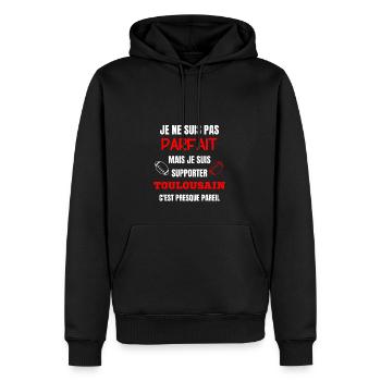 Supporteur Toulousain Parfait Rugby - Sweat à capuche Premium bio Homme - noir - Devant - Nico (187cm)