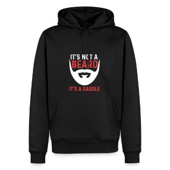 Es ist kein Bart, es ist ein Sattel - Männer Premium Bio Hoodie - Schwarz - Vorne - Nico (187cm)