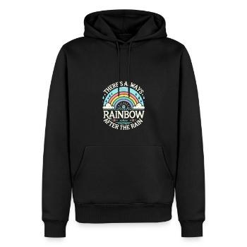 Nach dem Regen gibt es immer einen Regenbogen - Männer Premium Bio Hoodie - Schwarz - Vorne - Nico (187cm)