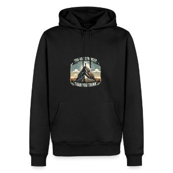 Du bist stärker, als du denkst - Männer Premium Bio Hoodie - Schwarz - Vorne - Nico (187cm)