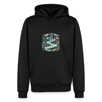 Täglich kleine Schritte - Männer Premium Bio Hoodie - Schwarz - Vorne - Nico (187cm)