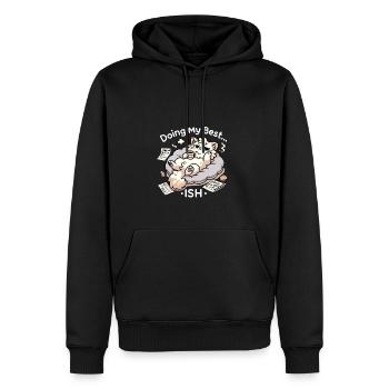 Ich tue mein Bestes... Ish - Männer Premium Bio Hoodie - Schwarz - Vorne - Nico (187cm)