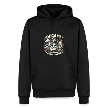 Koffeinfrei Nein danke, ich bin innerlich schon to - Männer Premium Bio Hoodie - Schwarz - Vorne - Nico (187cm)
