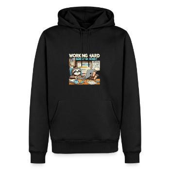 Hart arbeiten oder kaum arbeiten - Männer Premium Bio Hoodie - Schwarz - Vorne - Nico (187cm)