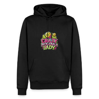 Verrückte Pickleball-Dame - Männer Premium Bio Hoodie - Schwarz - Vorne - Nico (187cm)
