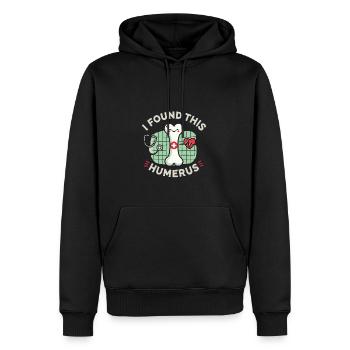 Ich habe diesen Oberarmknochen gefunden - Männer Premium Bio Hoodie - Schwarz - Vorne - Nico (187cm)