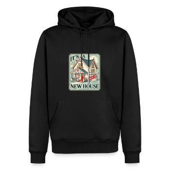 Es ist ein neues Haus - Männer Premium Bio Hoodie - Schwarz - Vorne - Nico (187cm)