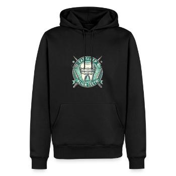 Essen Schlafen Zähne ausrichten - Männer Premium Bio Hoodie - Schwarz - Vorne - Nico (187cm)