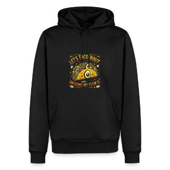 Lass uns darüber reden, wie großartig mein Team - Männer Premium Bio Hoodie - Schwarz - Vorne - Nico (187cm)