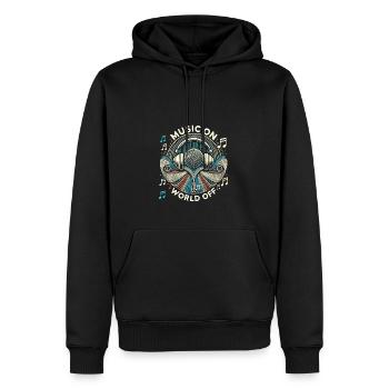 Musik ein Welt aus - Männer Premium Bio Hoodie - Schwarz - Vorne - Nico (187cm)