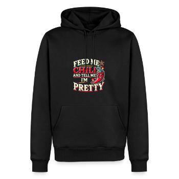 Füttere mich mit Chili und sag mir, dass ich - Männer Premium Bio Hoodie - Schwarz - Vorne - Nico (187cm)