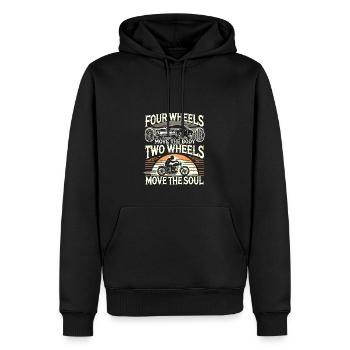 Vier Räder bewegen den Körper Zwei Räder bewegen - Männer Premium Bio Hoodie - Schwarz - Vorne - Nico (187cm)