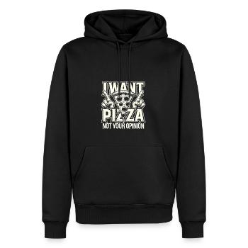 Ich will Pizza, nicht Ihre Meinung - Männer Premium Bio Hoodie - Schwarz - Vorne - Nico (187cm)