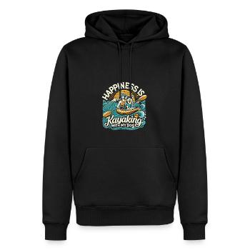 Glück ist Kajakfahren mit meinem Hund - Männer Premium Bio Hoodie - Schwarz - Vorne - Nico (187cm)